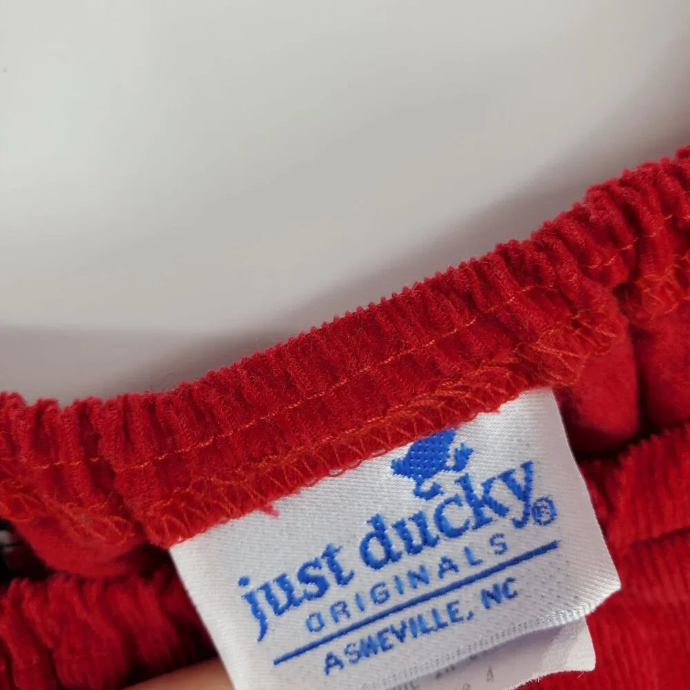 Vintage Just Ducky Made in USA Red‎ Corduroy and Black Scottie Dog Dress Size 4